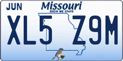 MO license plate XL5Z9M