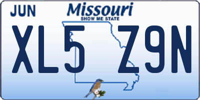 MO license plate XL5Z9N