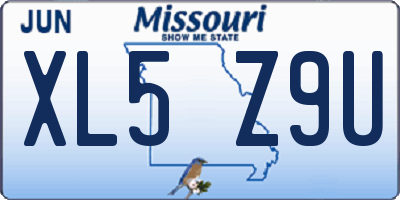 MO license plate XL5Z9U