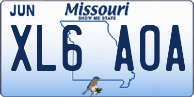 MO license plate XL6A0A