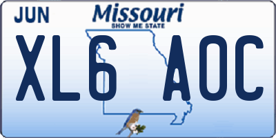 MO license plate XL6A0C