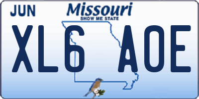 MO license plate XL6A0E