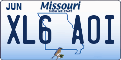 MO license plate XL6A0I