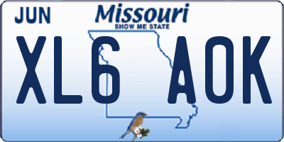 MO license plate XL6A0K