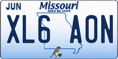 MO license plate XL6A0N