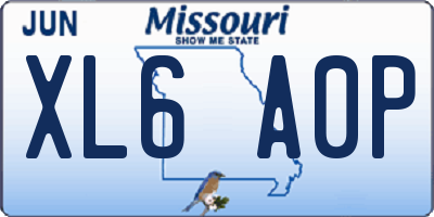 MO license plate XL6A0P