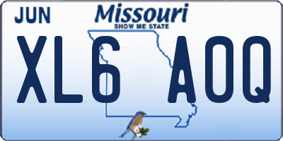 MO license plate XL6A0Q