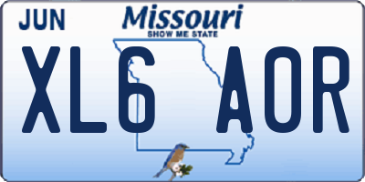MO license plate XL6A0R
