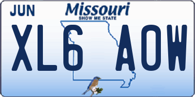 MO license plate XL6A0W