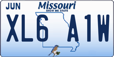 MO license plate XL6A1W