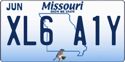 MO license plate XL6A1Y