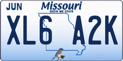 MO license plate XL6A2K