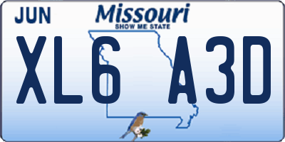 MO license plate XL6A3D