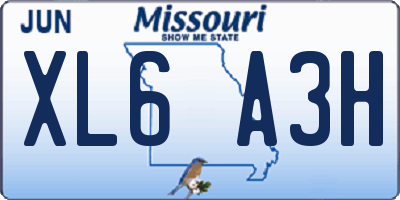 MO license plate XL6A3H
