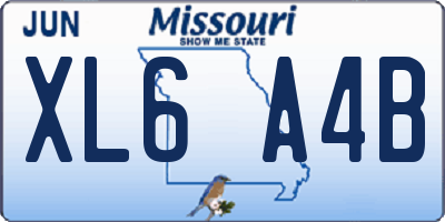 MO license plate XL6A4B