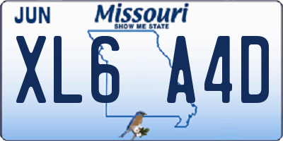 MO license plate XL6A4D