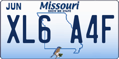 MO license plate XL6A4F
