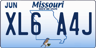 MO license plate XL6A4J
