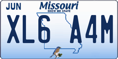 MO license plate XL6A4M