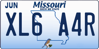 MO license plate XL6A4R