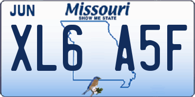 MO license plate XL6A5F