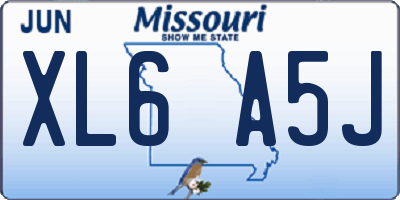 MO license plate XL6A5J