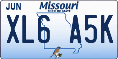 MO license plate XL6A5K