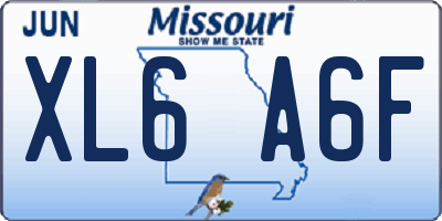 MO license plate XL6A6F
