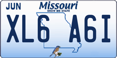 MO license plate XL6A6I