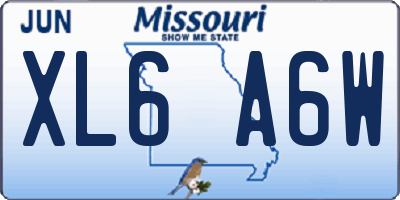 MO license plate XL6A6W