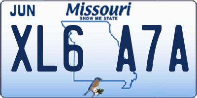 MO license plate XL6A7A