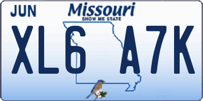 MO license plate XL6A7K