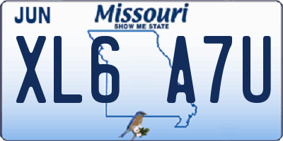 MO license plate XL6A7U