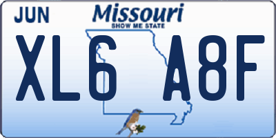 MO license plate XL6A8F
