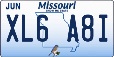 MO license plate XL6A8I