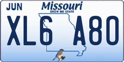 MO license plate XL6A8O