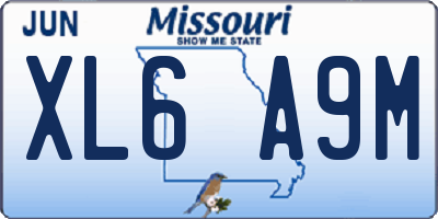MO license plate XL6A9M