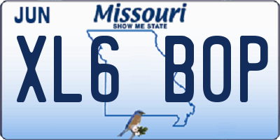 MO license plate XL6B0P