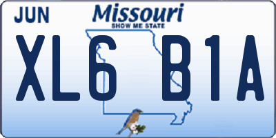 MO license plate XL6B1A