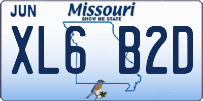 MO license plate XL6B2D