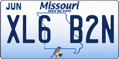 MO license plate XL6B2N
