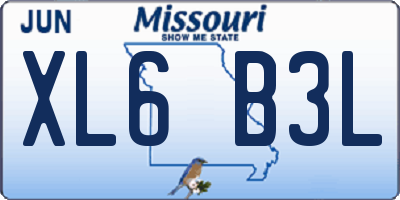 MO license plate XL6B3L