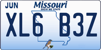 MO license plate XL6B3Z