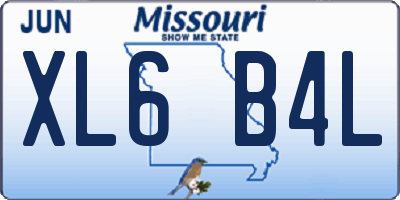 MO license plate XL6B4L
