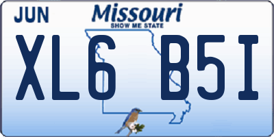 MO license plate XL6B5I