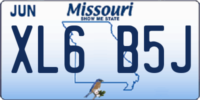 MO license plate XL6B5J