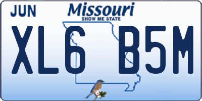 MO license plate XL6B5M