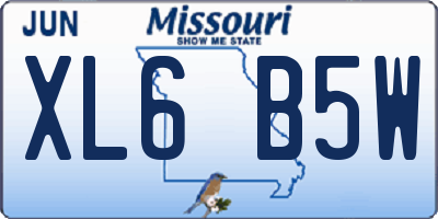 MO license plate XL6B5W