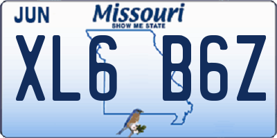 MO license plate XL6B6Z