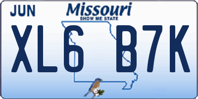 MO license plate XL6B7K